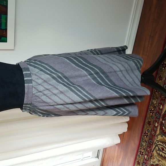 VINTAGE Ultra Cashmere by Midori Striped A Line Skirt 10 Grey Purple - Picture 5 of 8